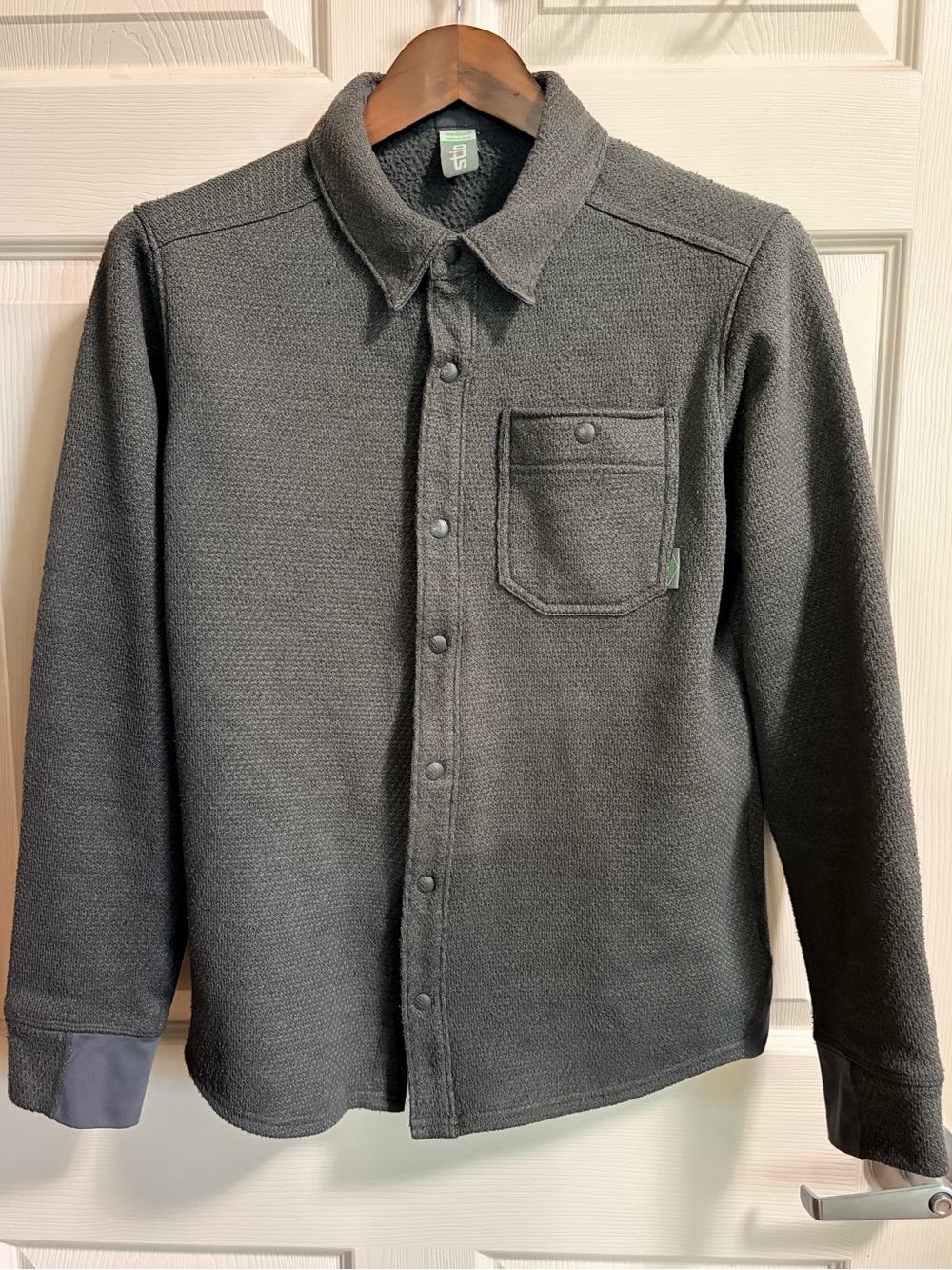 Men’s collared Thermop snap button fleece shirt jacket grey Medium warm layer